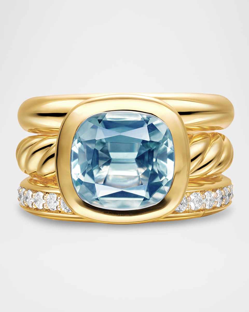 DY Mercer 3 Row Stone Ring with Diamonds in 18K Gold, 12mm